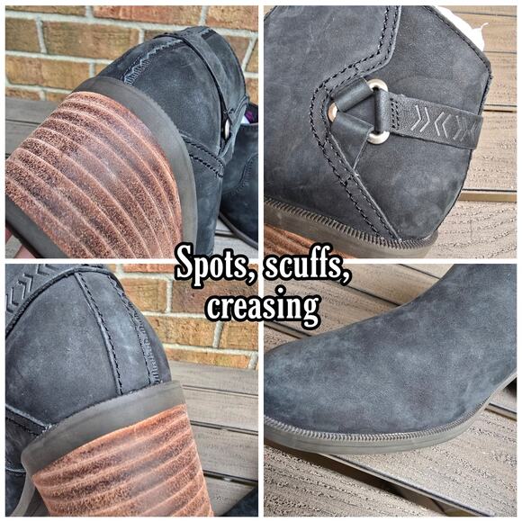 Teva Foxy Ankle Boots Women's Size 10 Black Nubuck Leather Side Zip Short Bootie - Picture 6 of 12